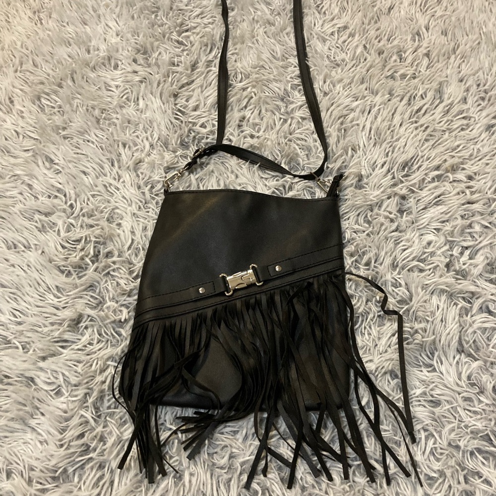 Elegant Black Fringe Crossbody Bag